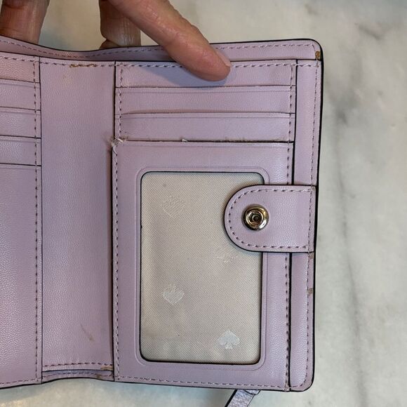 Kate Spade Wallet Leather Cross Grain Lavender Bifold Compact - Picture 14 of 15